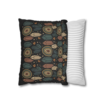 Agate and Crystals Faux Suede Pillow Cover - Crystal Core Collection