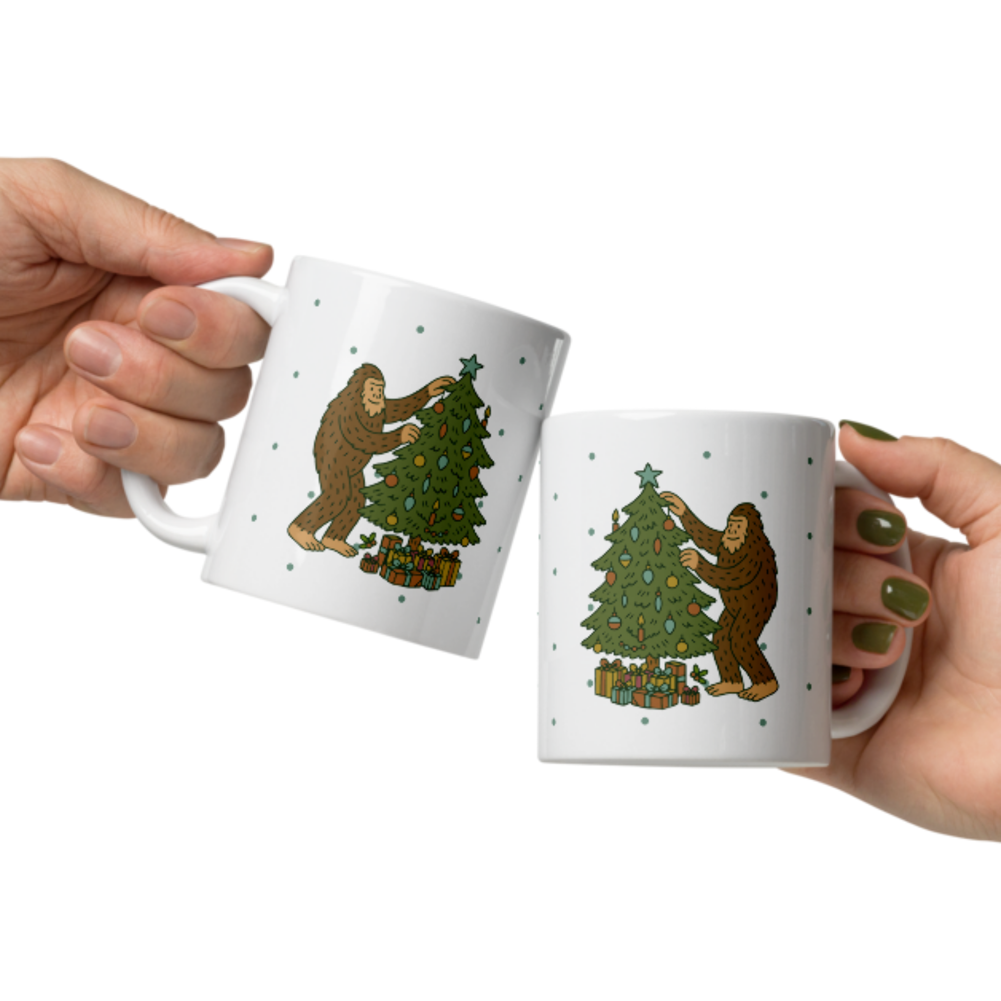 Holly Jolly Bigfoot | Cryptid Christmas White Ceramic Mug - Get the Salt