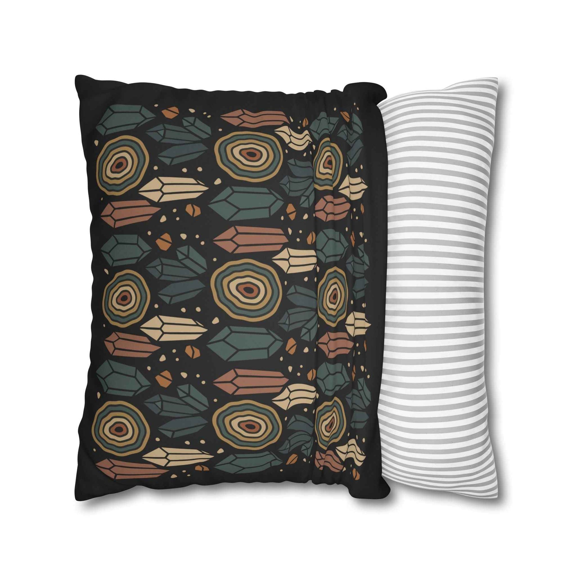 Agate and Crystals Faux Suede Pillow Cover - Crystal Core Collection