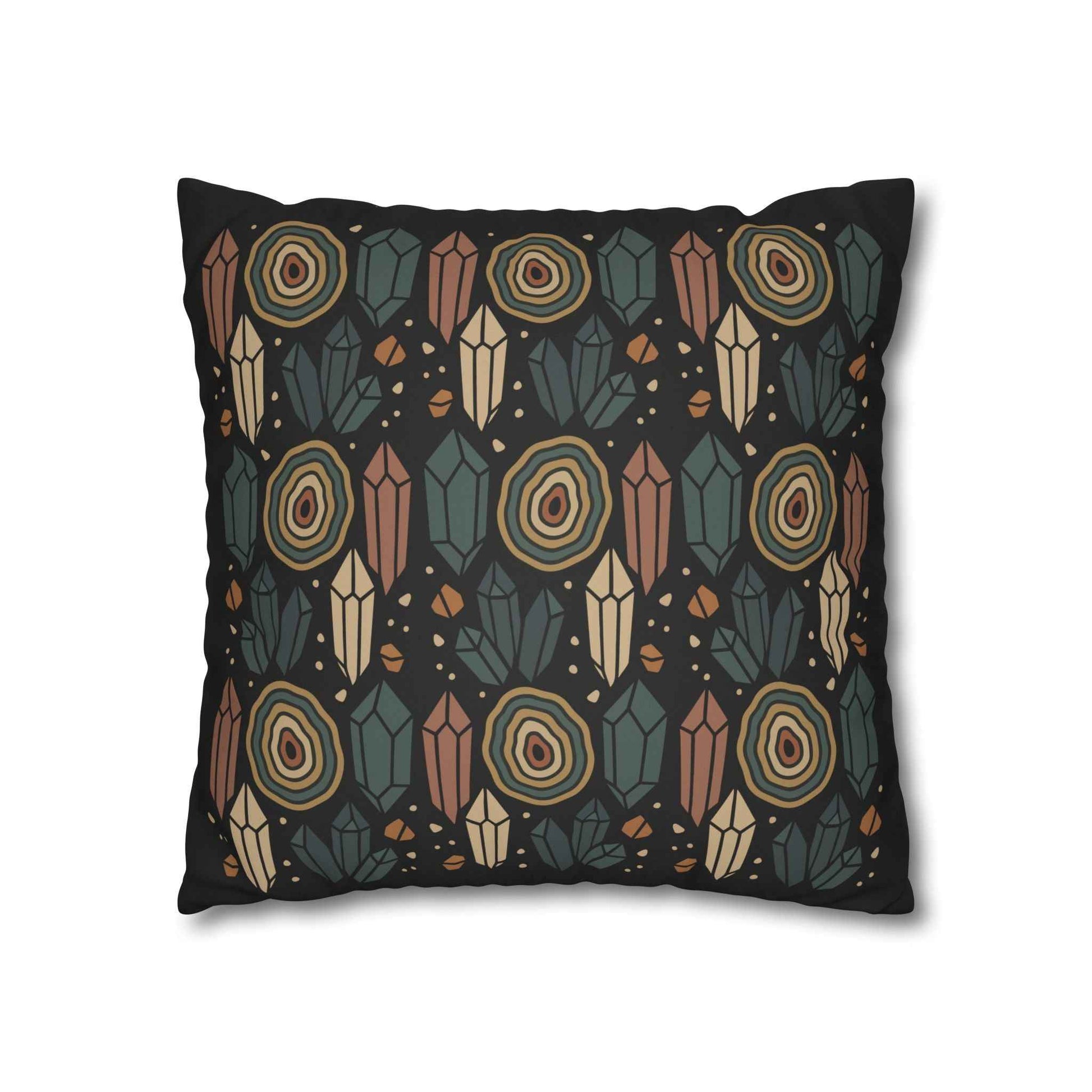 Agate and Crystals Faux Suede Pillow Cover - Crystal Core Collection