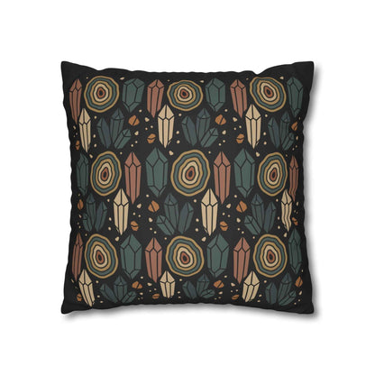 Agate and Crystals Faux Suede Pillow Cover - Crystal Core Collection