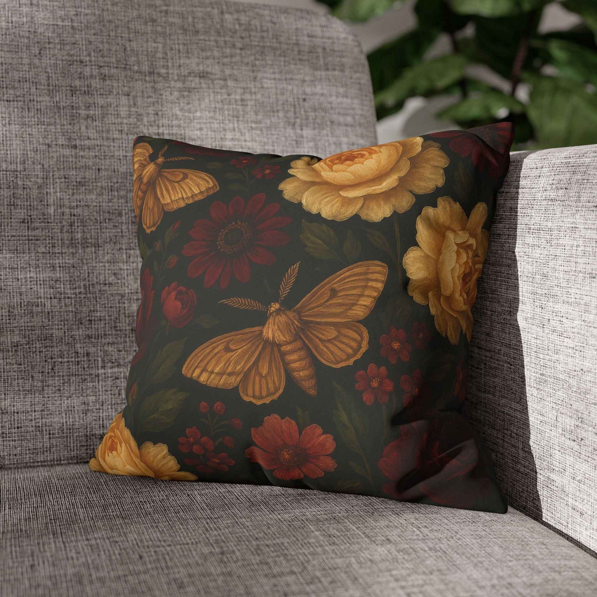 Bohemian Moth Faux Suede Pillow Cover