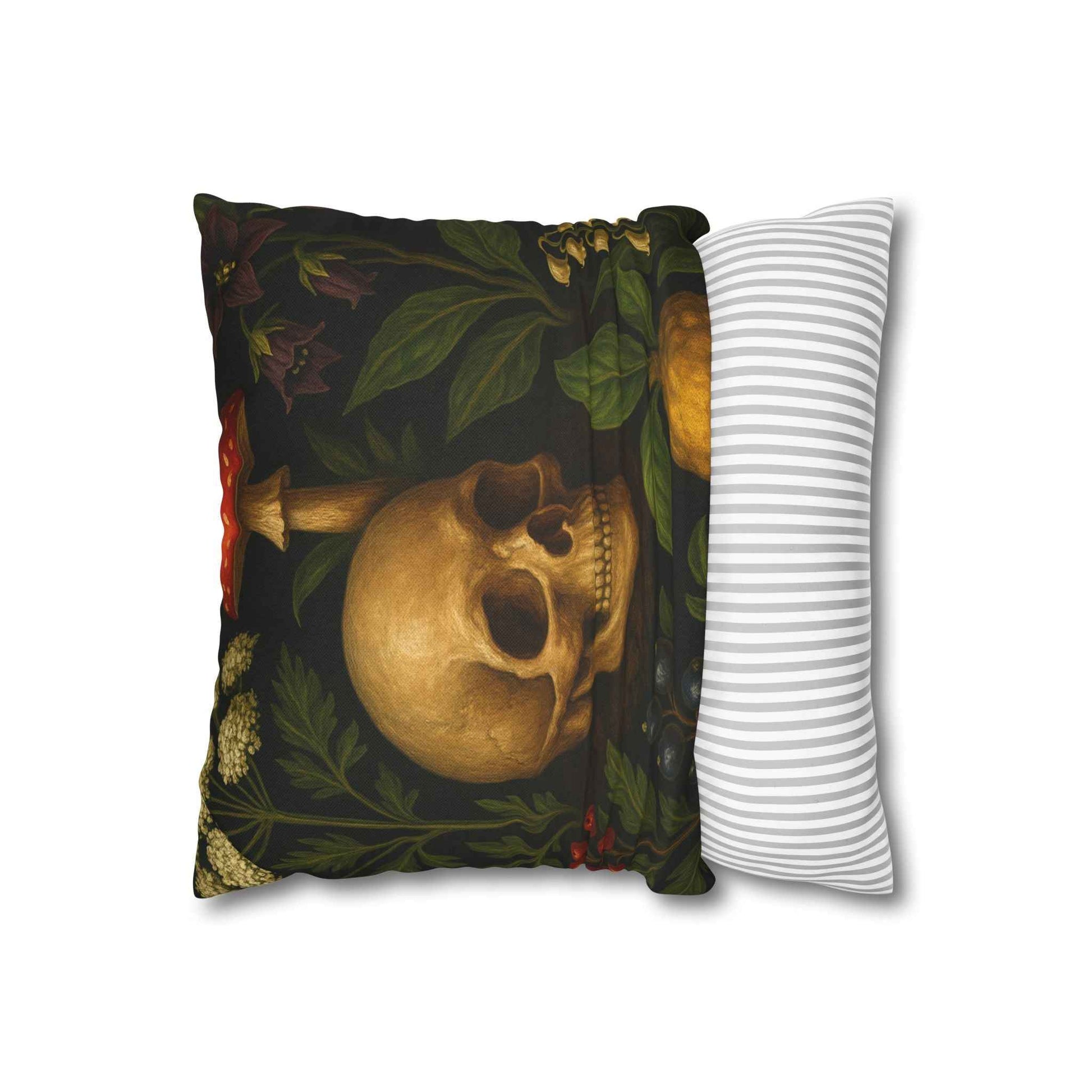 Skull Botanical Gothic Pillow Cover