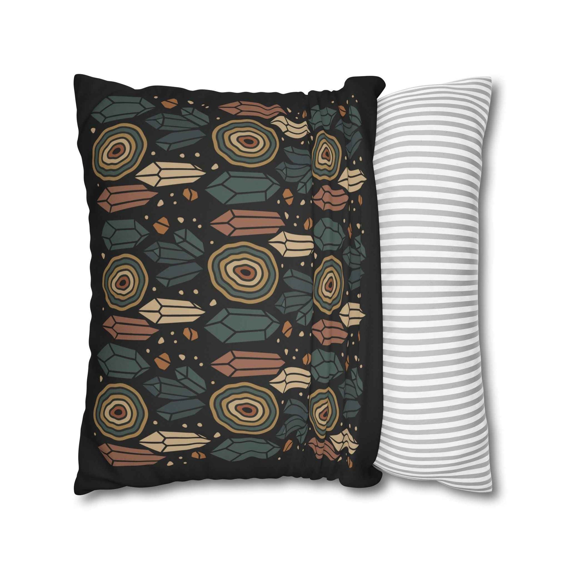 Agate and Crystals Faux Suede Pillow Cover - Crystal Core Collection