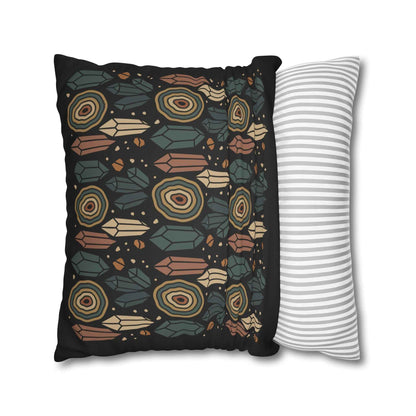 Agate and Crystals Faux Suede Pillow Cover - Crystal Core Collection