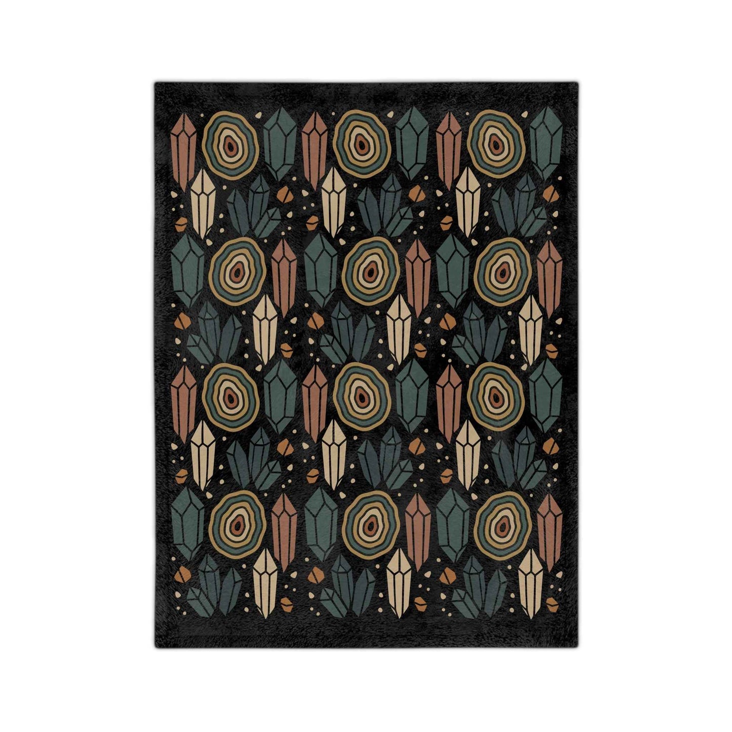 Agate and Crystals Velveteen Throw Blanket