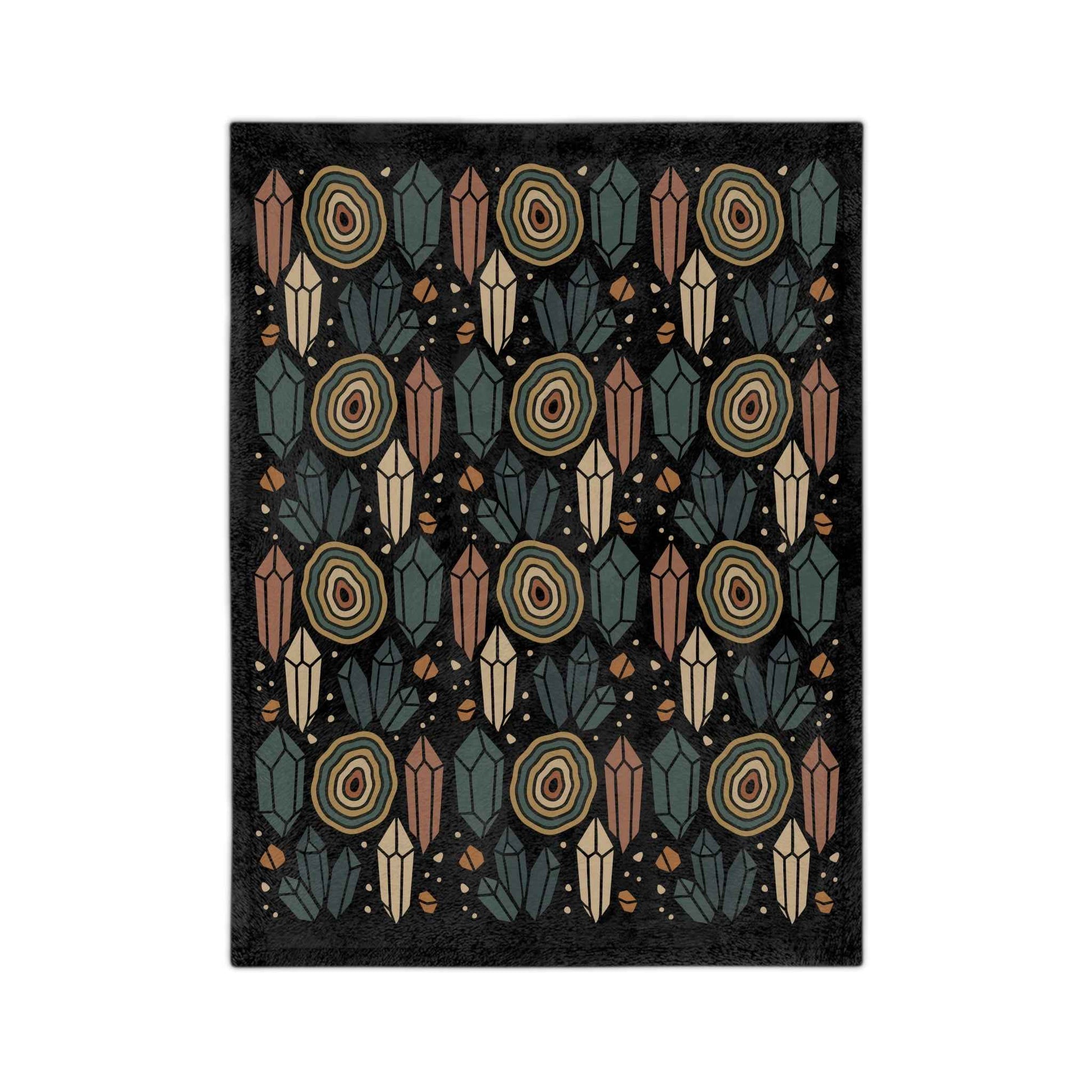 Agate and Crystals Velveteen Throw Blanket