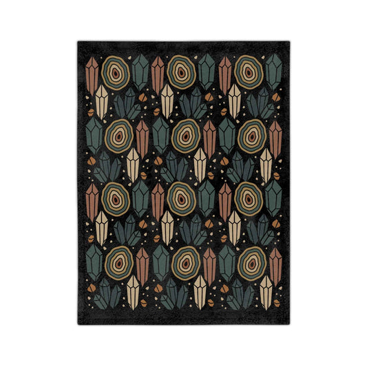 Agate and Crystals Velveteen Throw Blanket