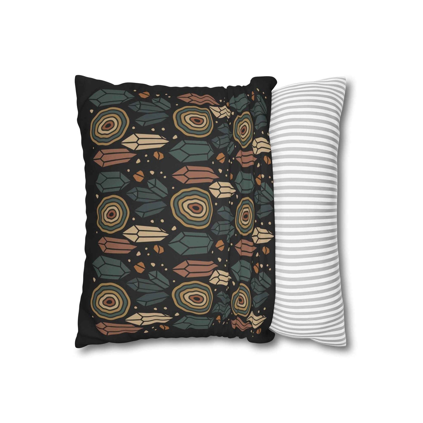 Agate and Crystals Faux Suede Pillow Cover - Crystal Core Collection