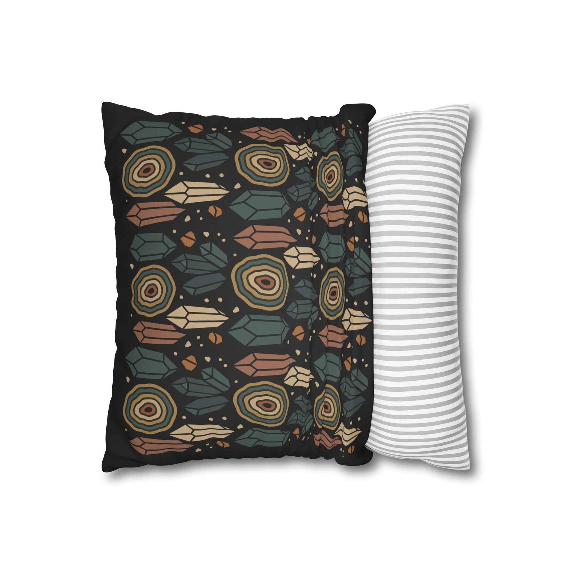 Agate and Crystals Faux Suede Pillow Cover - Crystal Core Collection