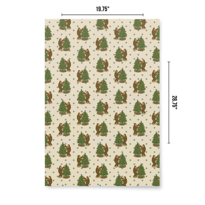 Bigfoot Christmas Wrapping Paper - Holly Jolly Bigfoot 3-Piece Cryptid Holiday Gift Wrap