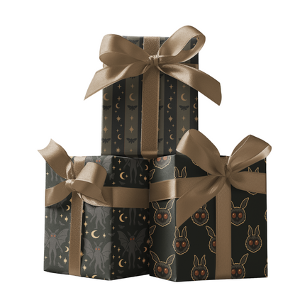 Mothman Wrapping Paper - Midnight Prophecy 3-Piece Cryptid Gift Wrap Set