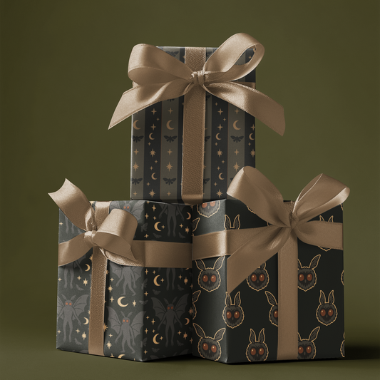 Mothman Wrapping Paper Set · Cryptid Gift Wrap Collection