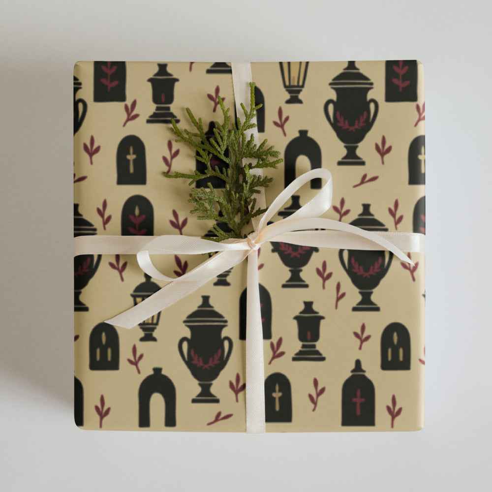 Gothic Holiday Wrapping Paper - Midnight Procession 3-Piece Victorian Gift Wrap Set