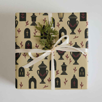 Gothic Holiday Wrapping Paper - Midnight Procession 3-Piece Victorian Gift Wrap Set