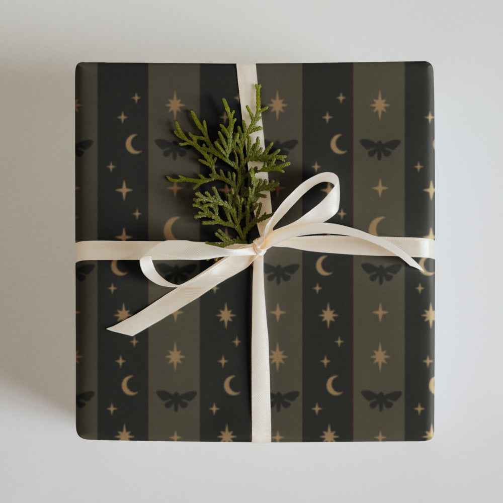 Mothman Wrapping Paper - Midnight Prophecy 3-Piece Cryptid Gift Wrap Set