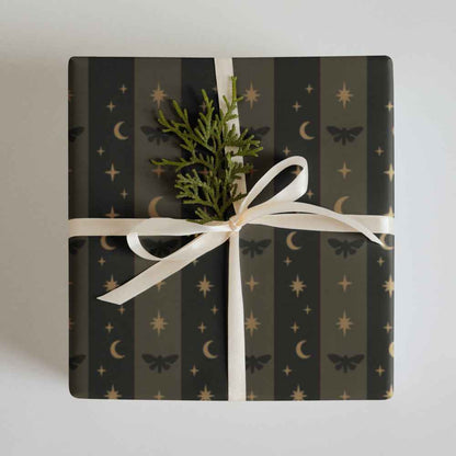 Mothman Wrapping Paper - Midnight Prophecy 3-Piece Cryptid Gift Wrap Set