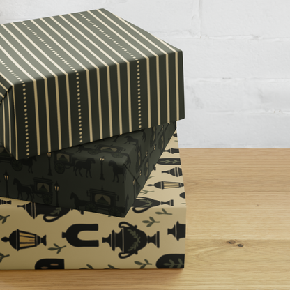 Gothic Holiday Wrapping Paper - Midnight Procession 3-Piece Victorian Gift Wrap Set