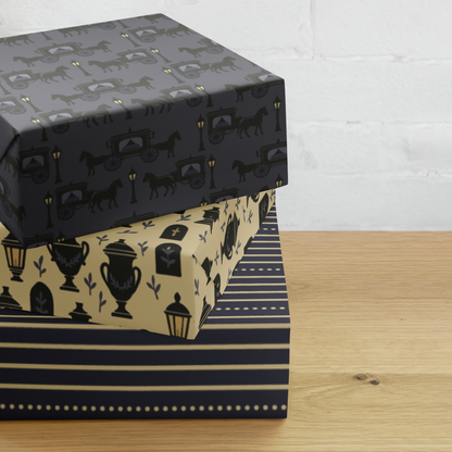 Gothic Holiday Wrapping Paper - Midnight Procession 3-Piece Victorian Gift Wrap Set