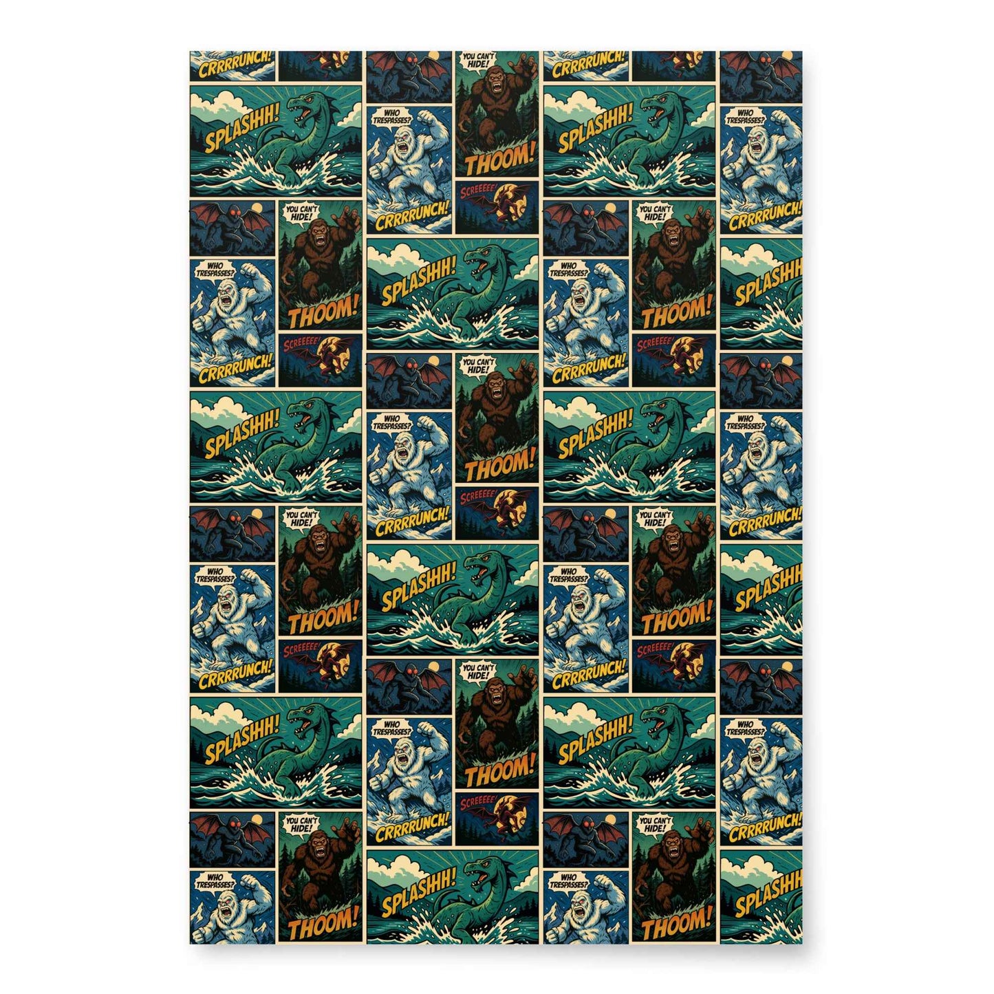 Comic Cryptids Wrapping Paper Set