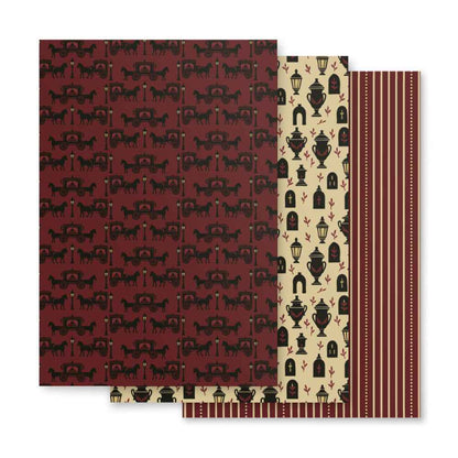 Gothic Holiday Wrapping Paper - Midnight Procession 3-Piece Victorian Gift Wrap Set