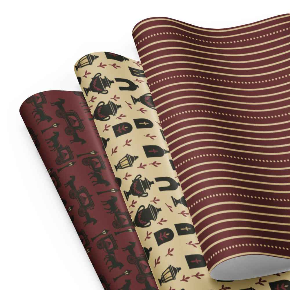 Gothic Holiday Wrapping Paper - Midnight Procession 3-Piece Victorian Gift Wrap Set