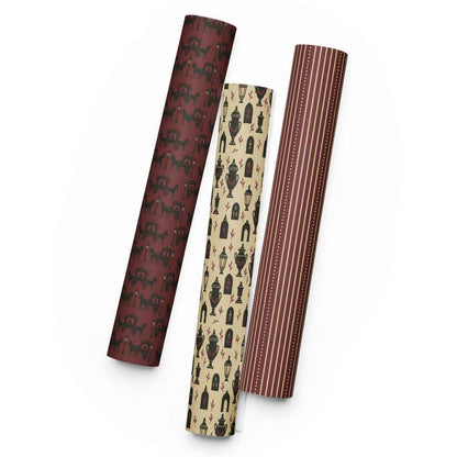 Gothic Holiday Wrapping Paper - Midnight Procession 3-Piece Victorian Gift Wrap Set