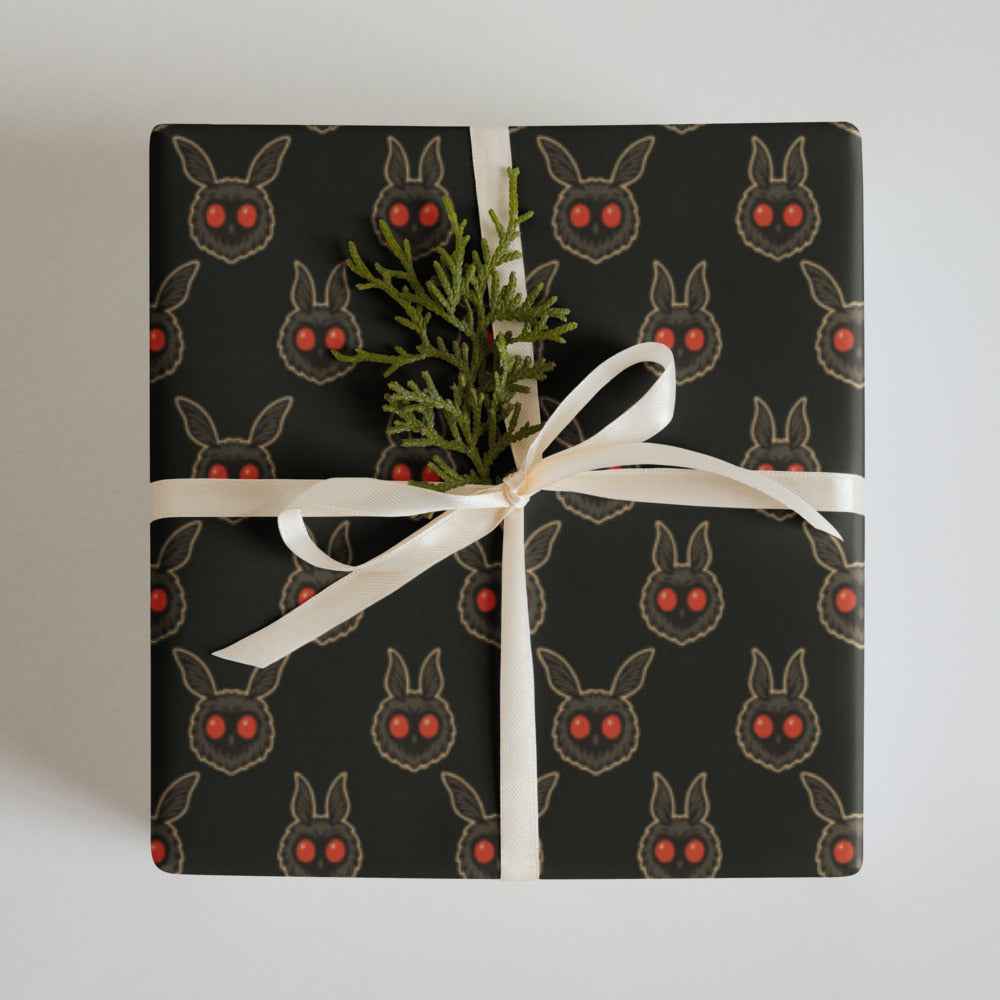 Mothman Wrapping Paper - Midnight Prophecy 3-Piece Cryptid Gift Wrap Set