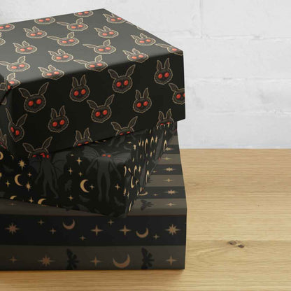 Mothman Wrapping Paper - Midnight Prophecy 3-Piece Cryptid Gift Wrap Set