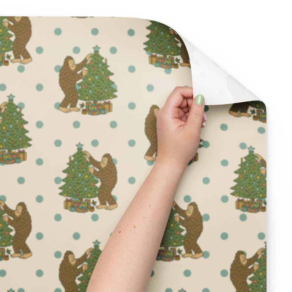Bigfoot Christmas Wrapping Paper - Holly Jolly Bigfoot 3-Piece Cryptid Holiday Gift Wrap