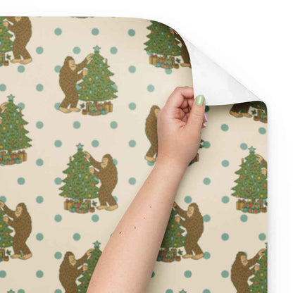 Bigfoot Christmas Wrapping Paper - Holly Jolly Bigfoot 3-Piece Cryptid Holiday Gift Wrap